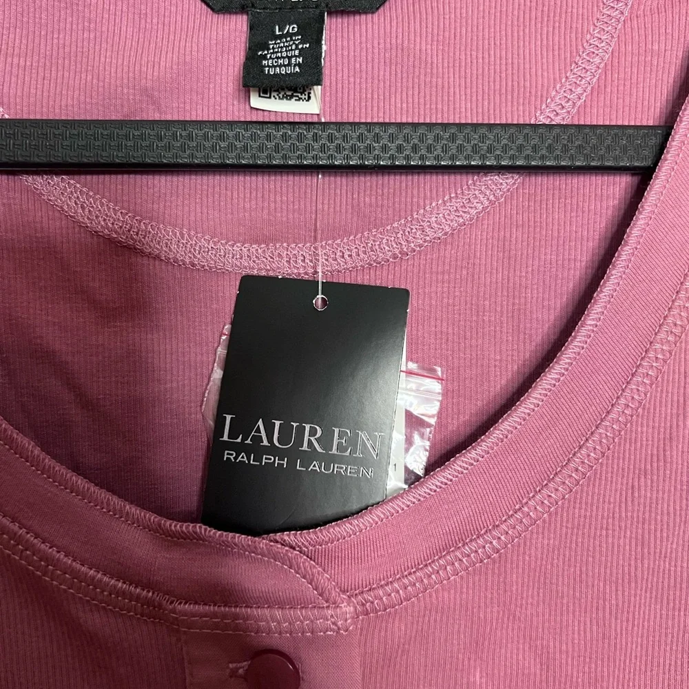 Lauren Ralph Lauren Women’s Stretch Cotton Long-Sleeve Tee in pink Size: Large - Picture 3 of 6